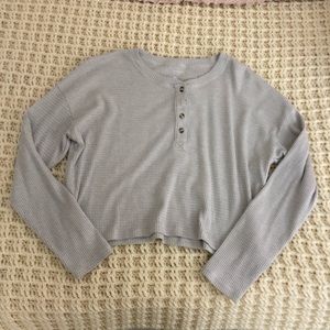 Grey button long sleeve top